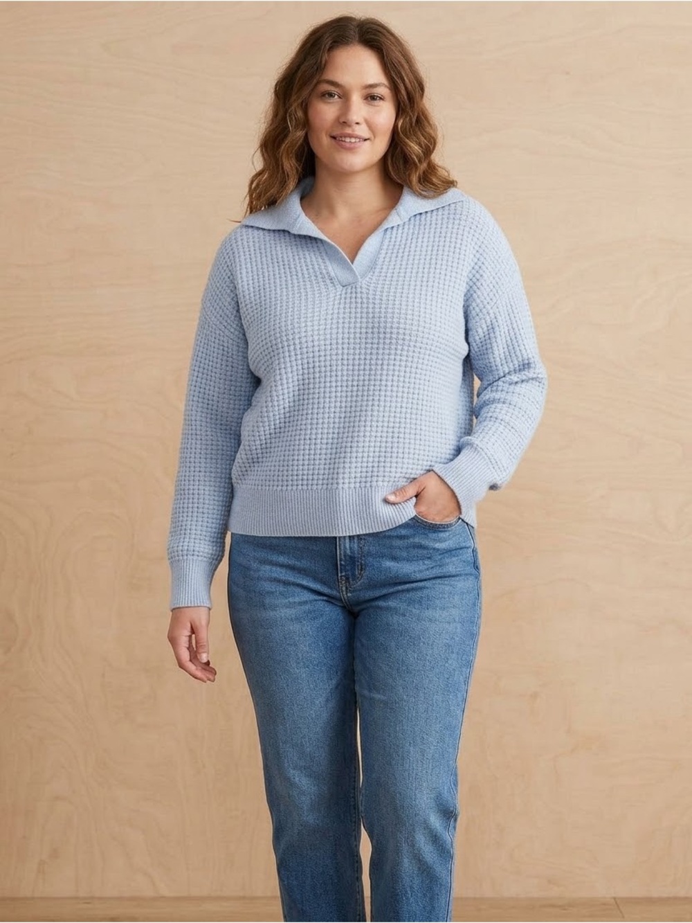Ricki's Light Blue Knit Collared Sweater